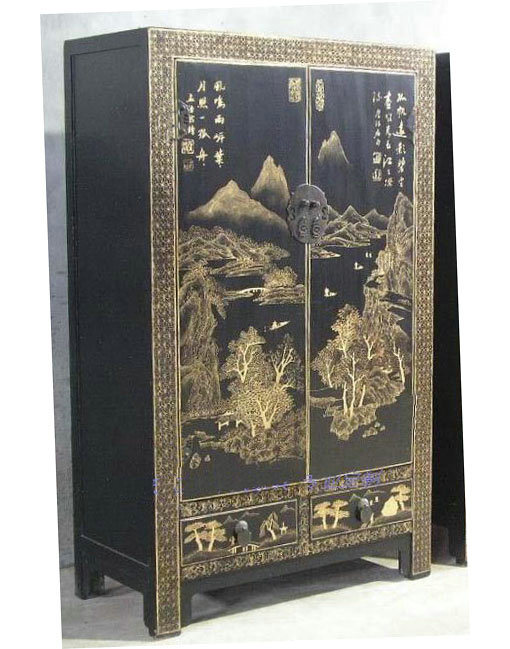 Antique Chinese Reproduction Wooden Painted Wardrobe Lwb866