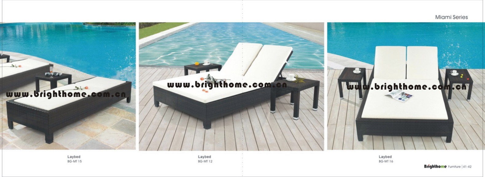 Beach Sun Lounge Outdoor Furniture PE Rattan Wicker Furniture