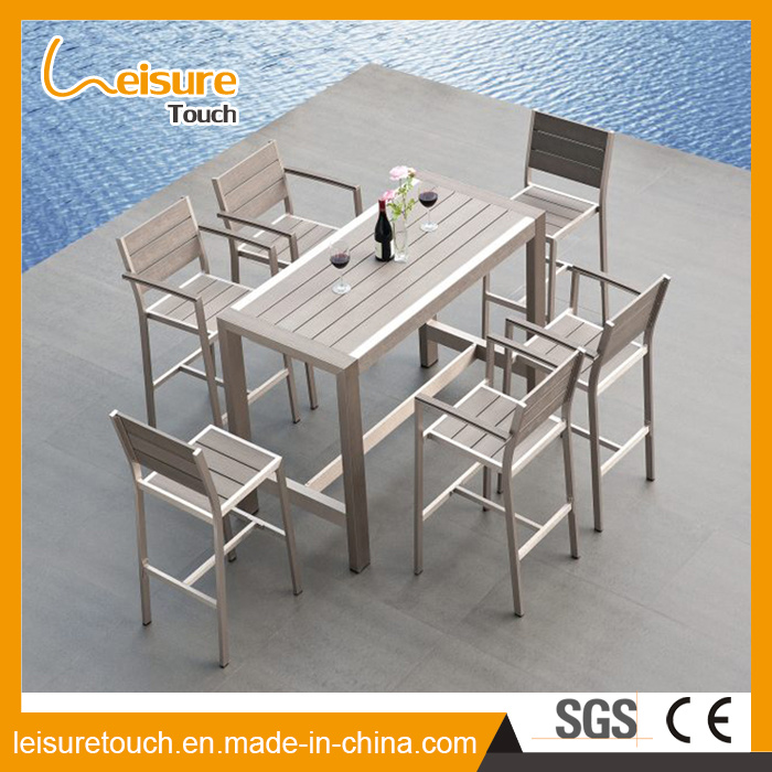 European Style Cafe Wiredrawing Aluminum Polywood Chair Table Set Modern Garden Restaurant Outdoor Patio Furniture