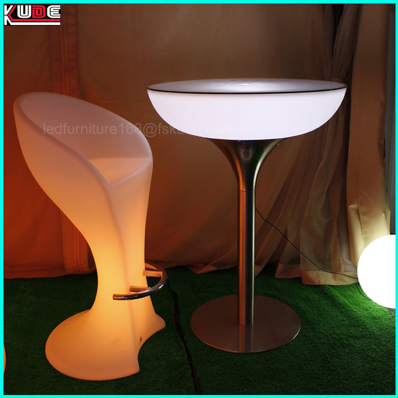 LED Furniture/Illuminated Furniture Factory Round Table with Metal Base