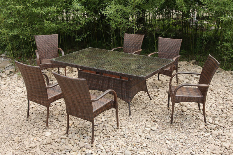 6 Seat Rattan Garden Furniture Outdoor Dining Set (FS-2050+ FS-2052)