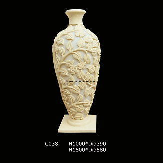 Outdoor Sandstone Resin Vase Style LED Light Sculpture for Home or Garden Decoration