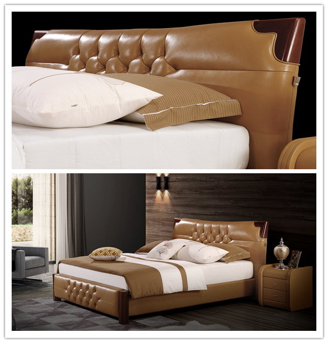 Foshan Bedroom Furniture Modern King Size Nice Leather Soft Bed
