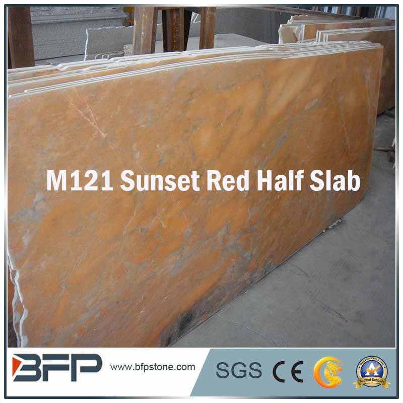 Wholesale Construction Material Stone Material Red Marble Half Slab