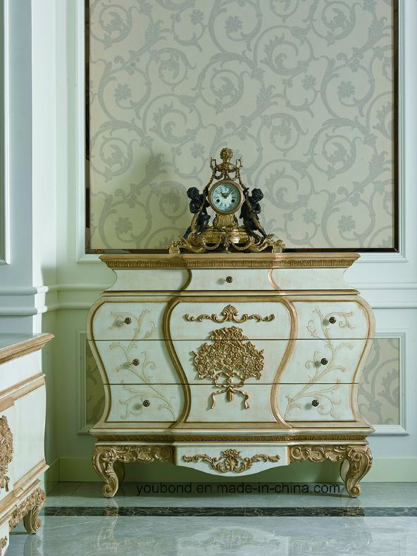 0067 Solid Wood Hand Carved Distressed Painting Classical Drawer Cabinet