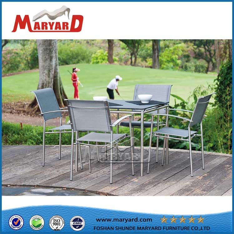 Outdoor Furniture Glass Square Picnic Table Set