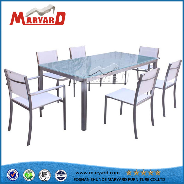 White Textile Glass Top Dining Table Set and Four Chair Dining Table