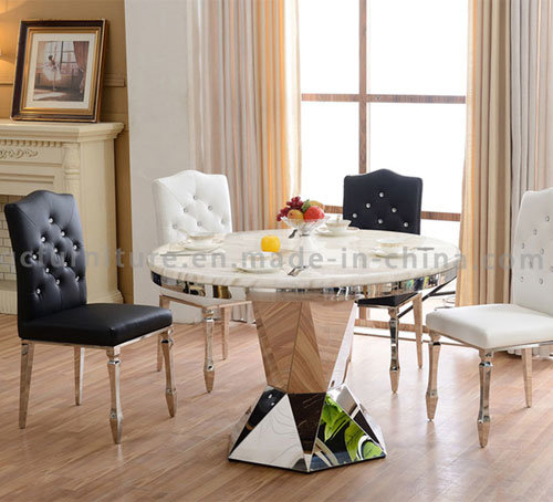 Good Quality Round Black Marble Dining Table with Chairs