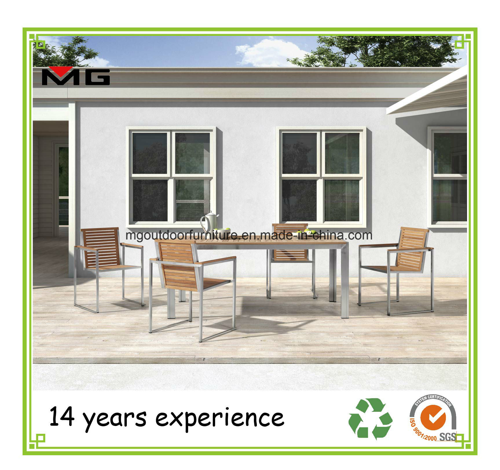 Teak Furniture Garden Chairs with Stainless Steel Frames