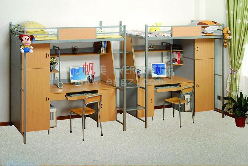 Cheap Iron and Wood School Student Dormitory Bunk Bed with Desk for Sale Sf-14r