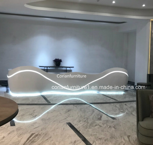 Made in China Corian Curved Round Office Reception Counter Desk
