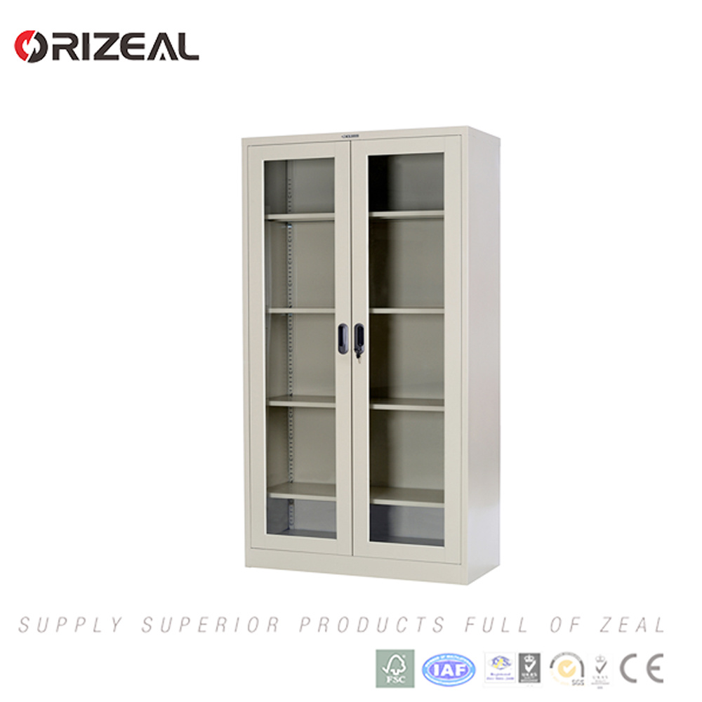Orizeal High Quality 5 Layer Metal Storage Cabinet with 2 Glass Doors Special Offer (OZ-OSC005)