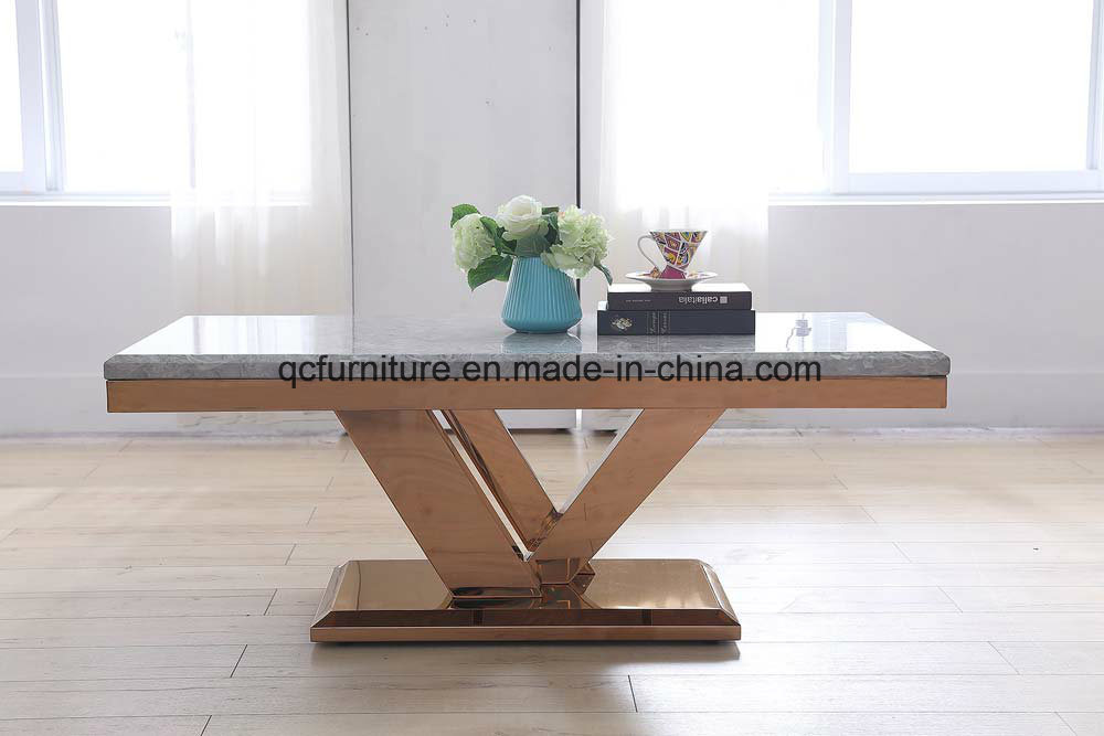 Modern Design Stainless Steel Furniture Marble Top Center Coffee Table