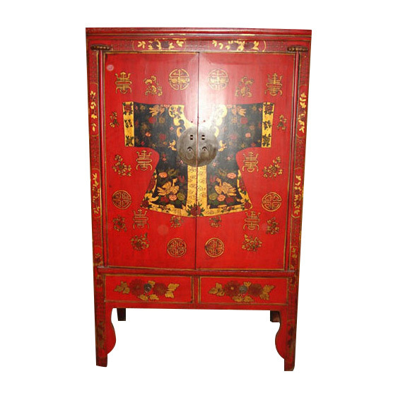 Antique Furniture Chinese Painted Wardrobe Lwa269