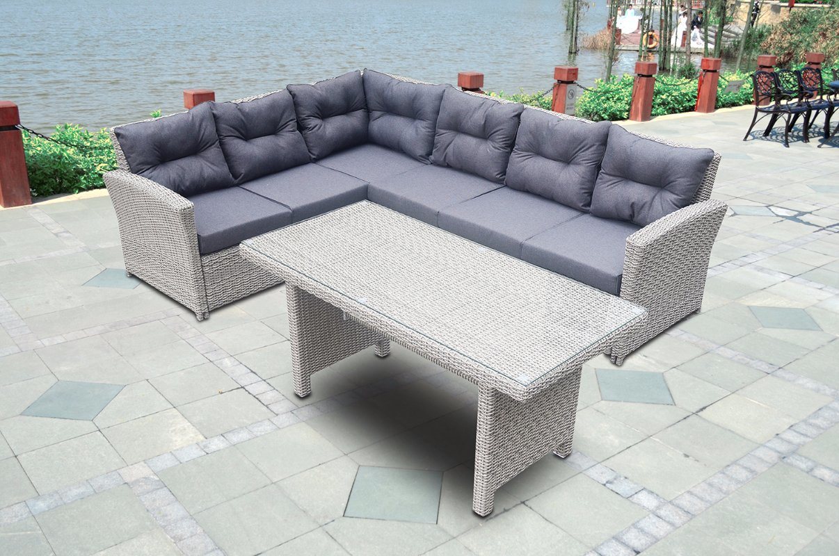 Garden Patio Rattan Home Hotel Restaurant Outdoor Furniture Glass Table and Kd Sofa (J725)