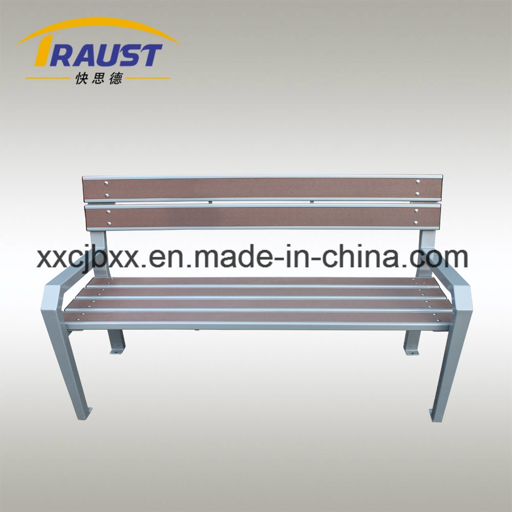 Outdoor Usage Wood Plastic and Cast Iron Feet Garden Bench, Leisure Chair