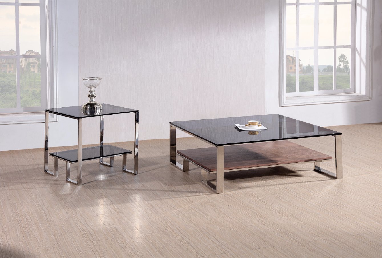 Stainless Steel Base Table with Glass Top