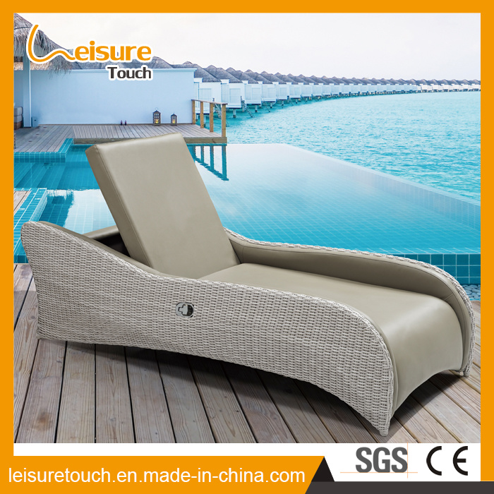All Weather Hotel/Home Garden Poolside Sun Lounge Wicker Uphostery Leather Lying Chair Patio Outdoor Leisure Furniture