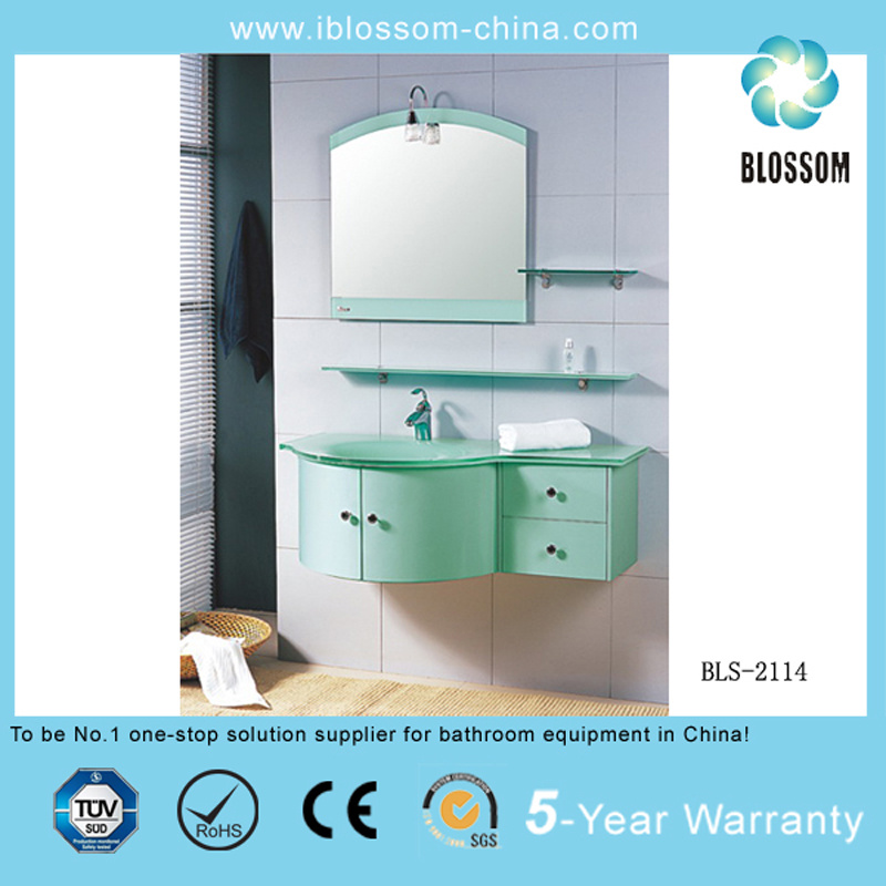 Bathroom Cabinet Glass Basin/Glass Washing Basin with Mirror (BLS-2114)