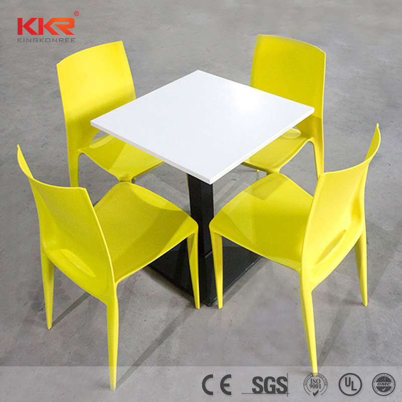 White Glossy Marble Square Restaurant Dining Table
