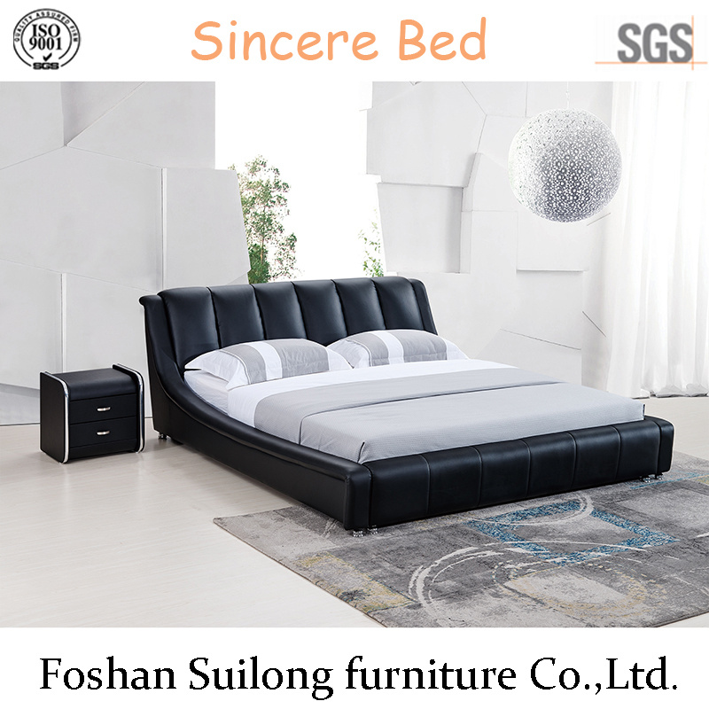 Ys7017 Real Leather Modern Bed