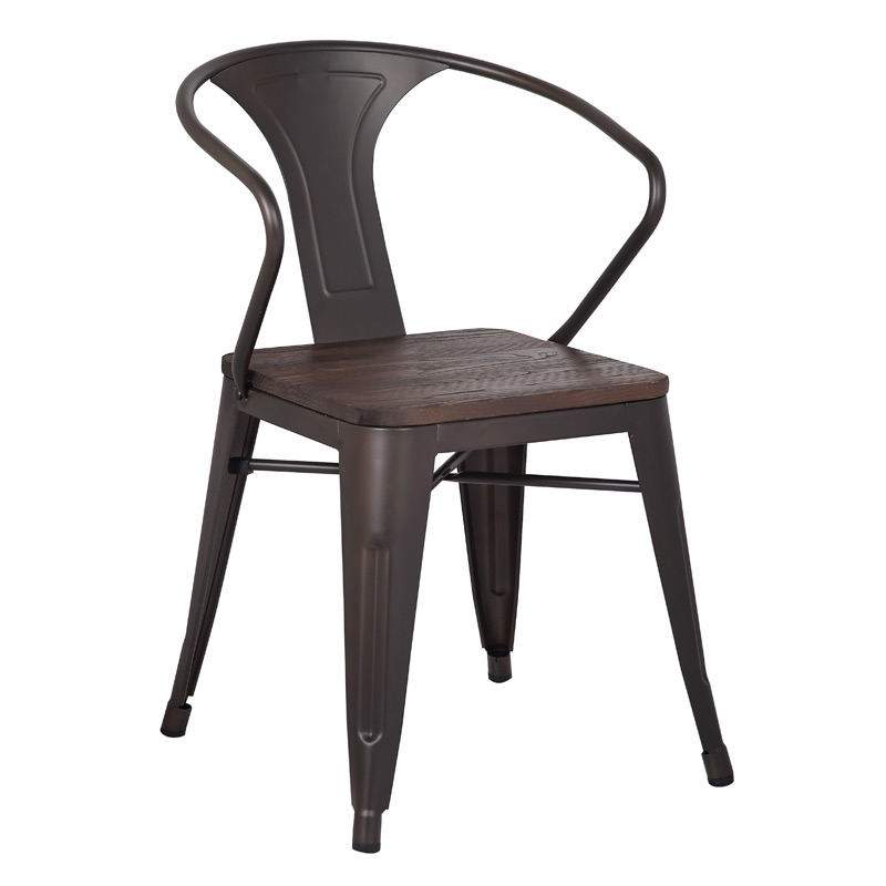 Workwell Metal Restaurant Chair with Elm Wooden Cushion Seat Zs-T05