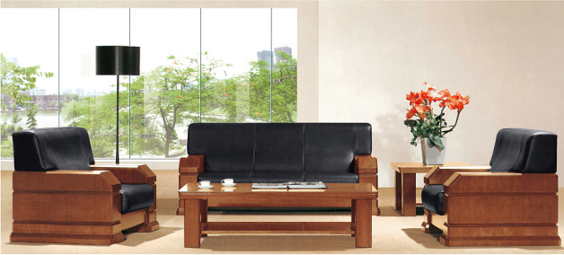 2015 New Style Wood and Leather Office Sofa