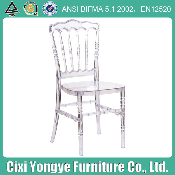 Elegant Crystal Plastic Napoleon Chair for Event Use