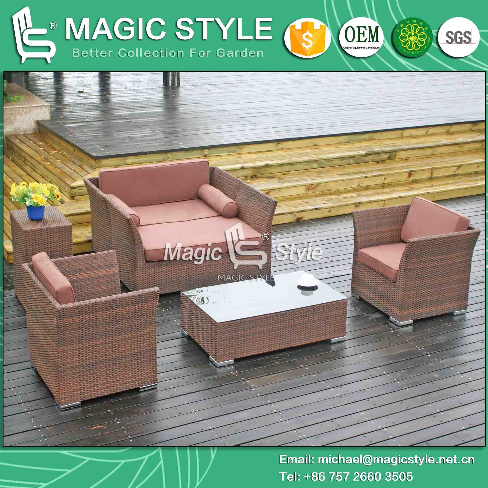 Simple Patio Sofa Set Rattan Wicker Sofa Set Modern Outdoor Sofa Set (Magic Style)
