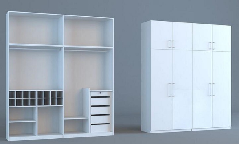 Hot Sale White Bedroom Set 4 Door Wooden Wardrobe Cabinet (SZ-WDP04)