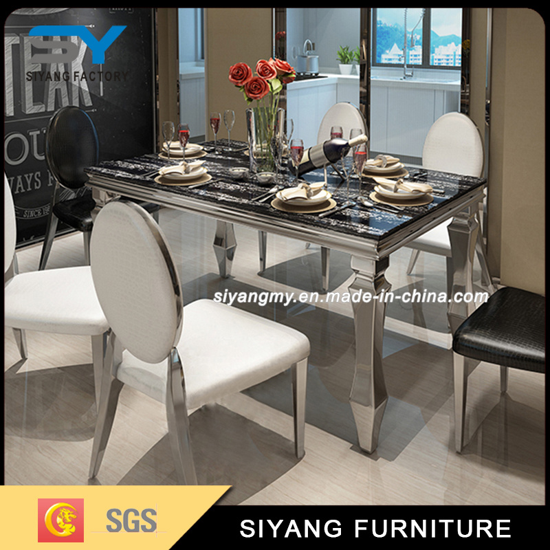 Stainless Steel Furniture Dining Room Set Marble Table Dining Table