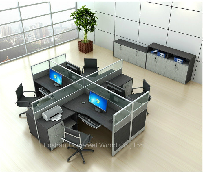 Modern Freestanding Office Workstation Glass Partition with Mobile Pedestal (HF-YZQ321)