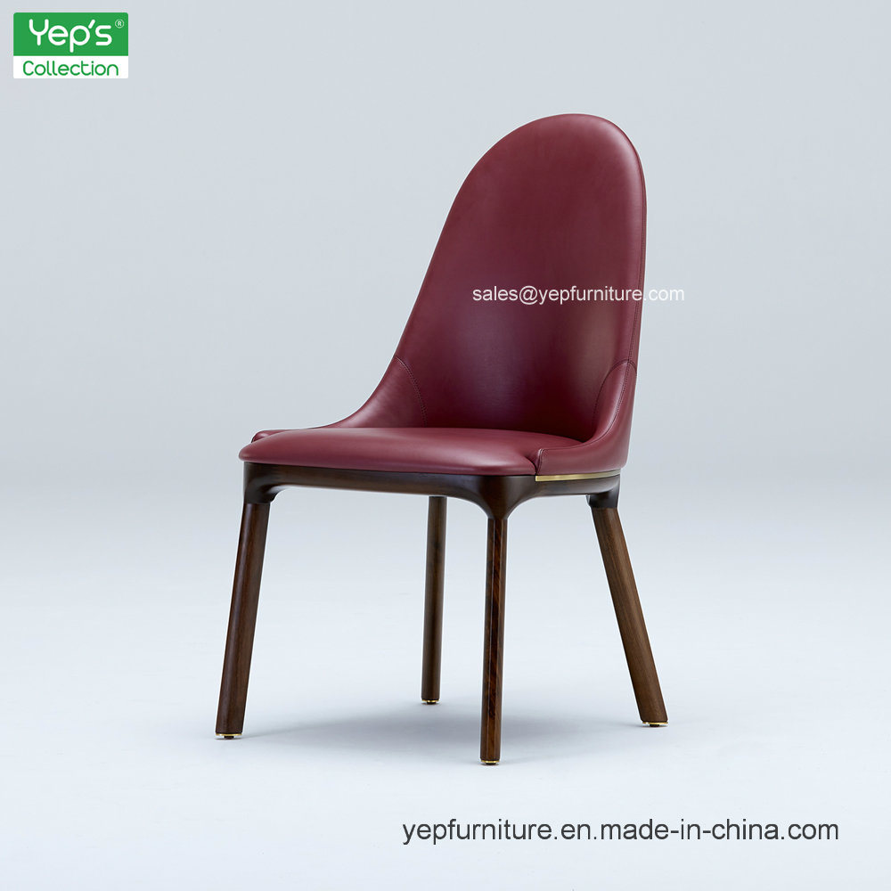 One Seat Red Leather High Back Dining Chair Without Armrest (YC545)