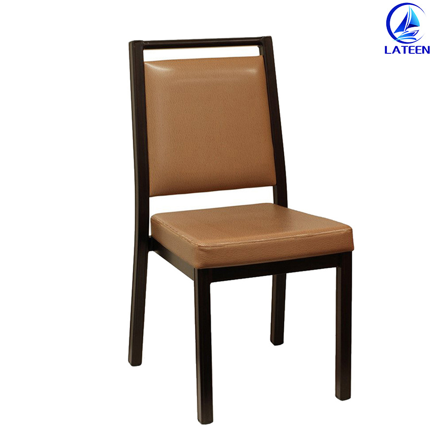 Comfort PU Upholstery Aluminum Metal Wood Like Restaurant Chair