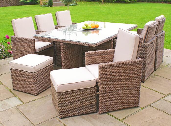6 Cube Rattan Outdoor Dining Chair Table Garden Furniture (GN-8622D)