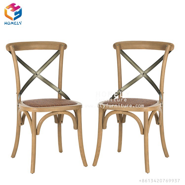 Customize Stackable Oak Wood X Cross Back Dining Chair