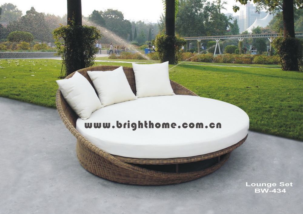 PE Rattan Weaving Day Bed/Wicker Sun Lounger for Outdoor (BW-434)