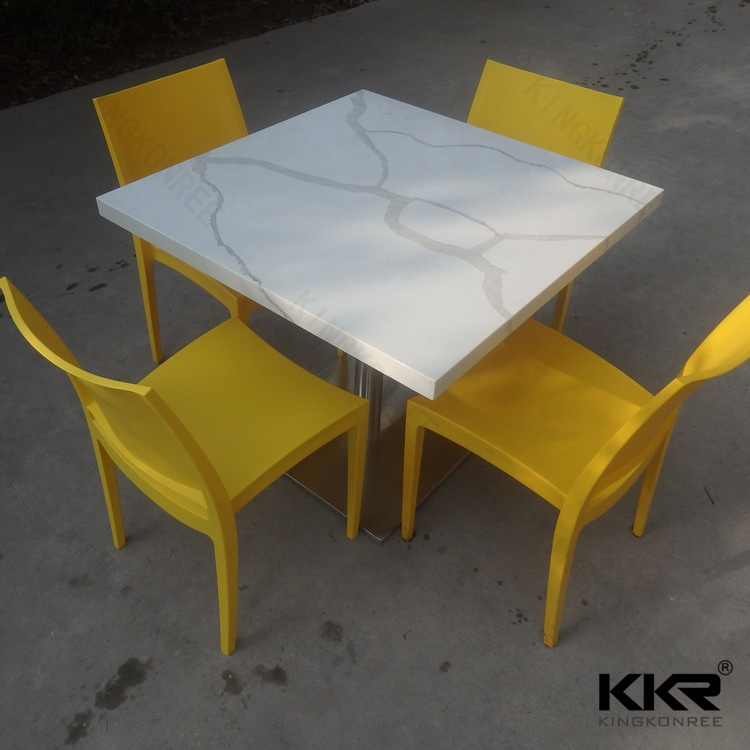 4 Seaters Square Solid Surface Dining Table for Chain Restaurant (171103)