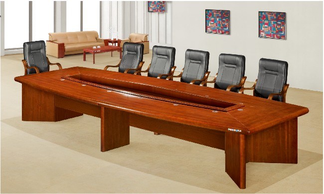 Antique Solid Wood Veneered MDF Meeting Room Table
