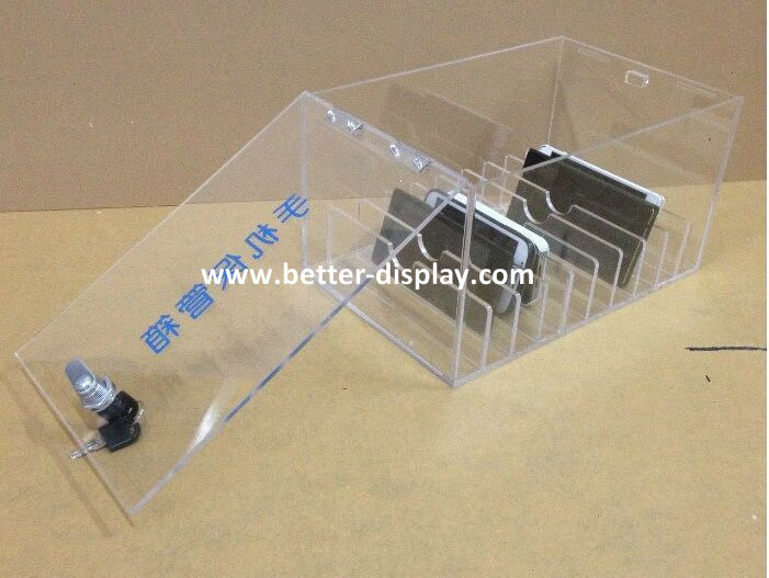 Plexiglass Acrylic Mobile Phone Storage Cabinet with Lock