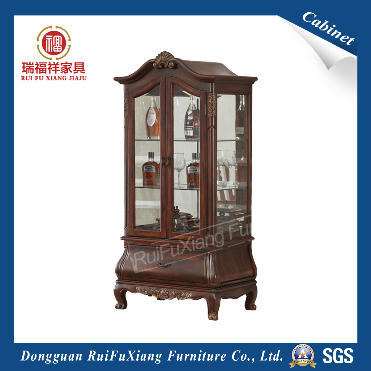 Wood Cabinet with Glass Cabinet Door (Z228)