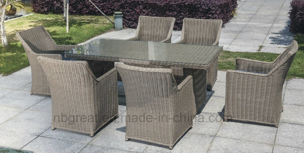 Modern French Garden Cane Dining Table Chair Set