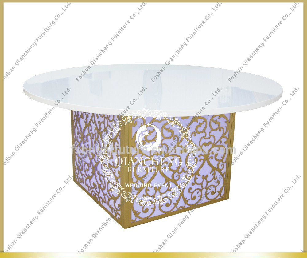 Golden Glass Wedding Table Chandelier Table with LED for Party