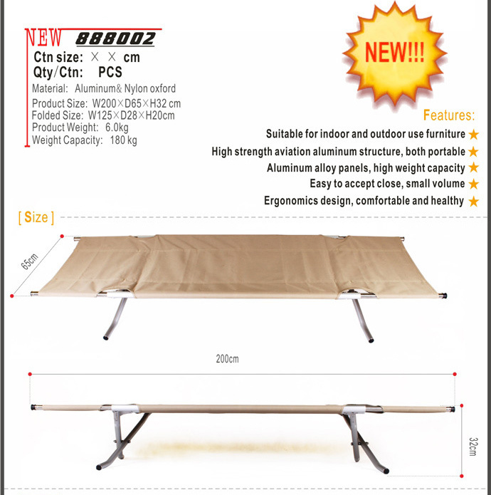 Military Bed, Beach Bed, Camping Bed, Aluminium Folding Bed