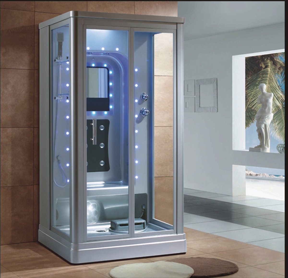 1000mm Rectangle Gray Steam Sauna with Shower for Single Persons (AT-0220-1)