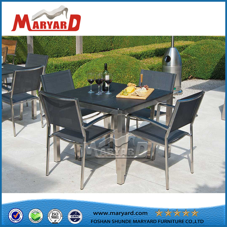 Patio Furniture Ground Glass Table Top Square Table Set
