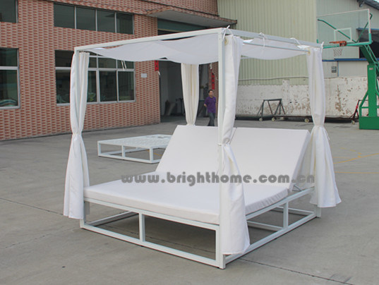 Outdoor Beach Sun Lounge with Tent Aluminium Sunbed