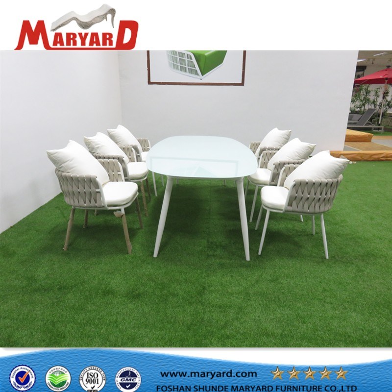 Professional Outdoor Rope Fabric and Cord Belt Dining Set From China Manufacture