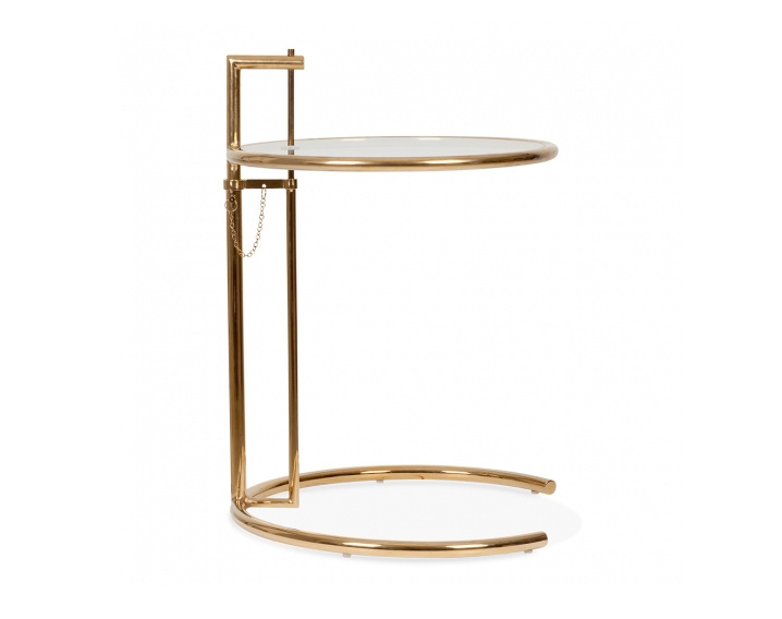 Eileen Gray Table in Rose Gold Finish  / Adjustable Table / Rose Gold End Table