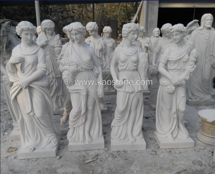 White Marble Stone Art Animal Carving Statue / Sculpture for Garden Decoration